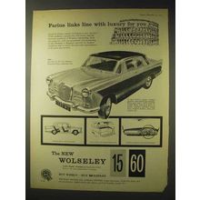 1958 Wolseley 15/60 Car Ad - Farina Links With Luxury