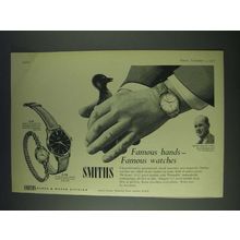 1958 Smiths F.639 and A.358 Watches Ad - Peter Scott - Famous hands