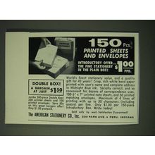 1960 The American Stationery Co. Ad - Printed sheets and envelopes