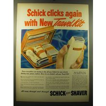 1949 Schick Travel Kit Shaver Ad - Schick clicks again with new Travel Kit