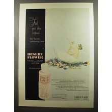 1953 Shulton Desert Flower Hand and Body Lotion Ad - Feel your skin respond
