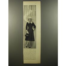 1954 Bonwit Teller Schrader Dress Ad - Polka-Bow Navy