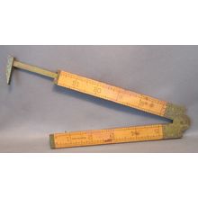 VINTAGE STANLEY FOLDING RULER MEASURMENT BRASS & WOOD CALIPER No 36 1/2