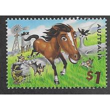 AUS 2005 $1.00 'DOWN ON THE FARM- HORSE' FINE USED (EBID66-635)