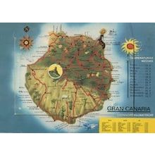 Gran Canaria Map Folding Novelty Spain Postcard
