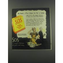 1946 S.O.S. Magic scouring pads Ad - At last.. I've time to be a lady