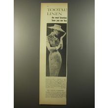 1954 Tootal Harmay Dress Ad - Tootal linen the most luxurious linen you can buy