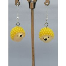 Hedgehog Yellow Resin Novelty Earrings Silver Plated Ear wires Costume Jewellery
