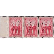 Australia 1940 2d AIF Perf VG Marginal Strip of Three