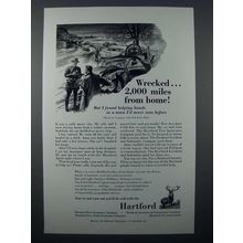 1954 Hartford Insurance Ad - Wrecked Miles From Home