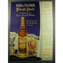 1949 Park & Tilford Private Stock Whiskey Ad - A Harmony of great whiskies