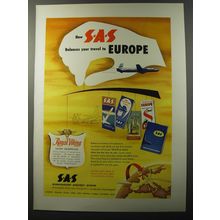 1953 SAS Airlines Ad - How SAS balances your travel to Europe