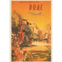 Fly BOAC Plane Flights To India Aircraft Travel Advertising Postcard