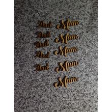 Pack of 5 Wooden laser cut 3mm Words 'Mum' and 'Dad' MDF craft words - 4cm x 2cm