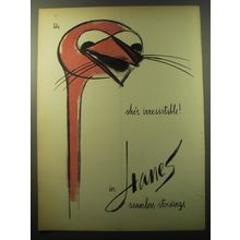 1960 Hanes Stockings Advertisement - art by Vladimir Bobri - Ostrich
