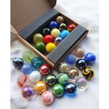 A Mixed Random Selection of 12 New 22mm Beautiful Colourful Glass Marbles