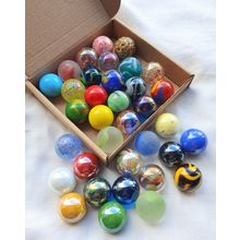 A Mixed Random Selection of 20 New 22mm Beautiful Colourful Glass Marbles