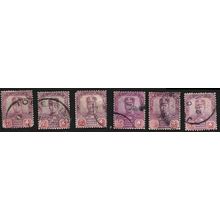 JOHORE 1924 w.MSCA 4c Sc#106 USED x6 MIXED CONDITION 1 with MERSING canc @N807