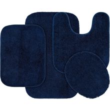 Garland Rug Traditional Nylon Washable Navy 4 Piece Set - Lid, Contour, 2 Bath R