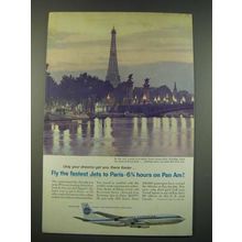 1960 Pan Am Airline Ad - Fly the Fastest Jets to Paris