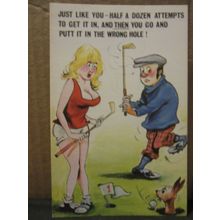 SAUCY SEASIDE POSTCARD unused CARDTOON C82 comic humour golf wrong hole =