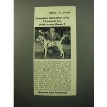 1950 Armour and Company Dash Dog Food Ad - Champion Dalmation wins 28 awards
