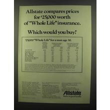 1974 Allstate Insurance Ad - Compares Prices