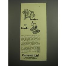1948 Ferranti Radio Ad - Books - or crooks