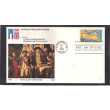 FDC JRA Covers 1937 18c Yorktown Souvenir Card (Cachet-U/A) CV00767