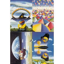 Wizard Balloons Noahs Space Arc Hot Air Balloon 4x Painting Postcard s