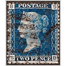 1858 -1864 Queen Victoria - Plate 13 - Lge Crown WM 2d Blue C2