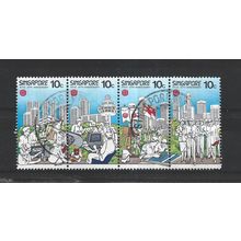 Singapore.25th Anniv National Trades Union Congress strip of 4.Fine Used.Jul25