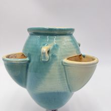 Roseville Art Pottery Ixia Art Deco 1937 hanging pocket planter turquoise 6”rare