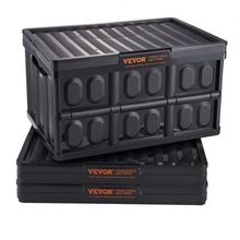 Collapsible Storage Bins with Lids, 45L 3 Packs, Folding Plastic Stackable U...