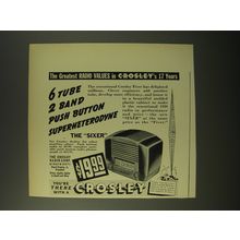 1938 Crosley Sixer Radio Ad - The greatest radio values in Crosley's 17 years
