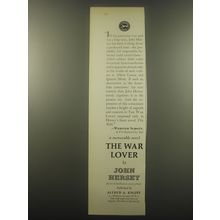 1959 Alfred A. Knopf Book Advertisement - The War Lover by John Hersey