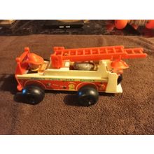 Old Vintage Original Fisher Price Fire Truck # 720 8 1/2" Long Working 1968