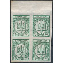 Definitive: 40s Block of 4 - Ukraine 1918 - NM H - MiNr 4B