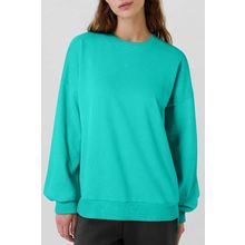 Sea Green Solid Fleece Lined Drop Shoulder High Low Sweatshirt