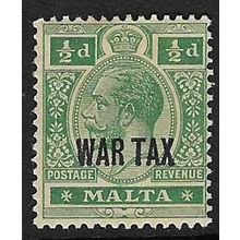 MALTA 1917-18 GEORGE V WAR TAX O/P ON ½d MINT HINGED SG92