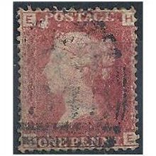 1858 SG43 1d Red Plate 167 Good Used "HE"