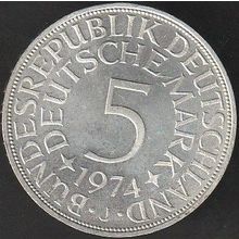 1974 J Germany 5 Mark Silver Coin