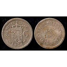 Netherlands East Indies 1928 1/10G Used Coin Dutch Coat of Arms