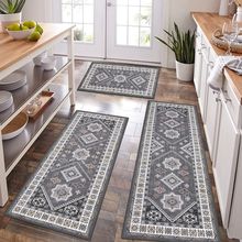 HEBE Boho Kitchen Rug Sets 3 Piece with Runner Non Slip Kitchen Rugs and Mats Wa