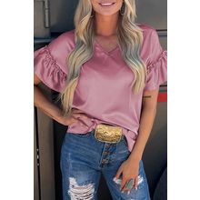 Toadstool Satin Ruffle Sleeve Top