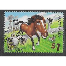 AUS 2005 $1.00 'DOWN ON THE FARM- HORSE' FINE USED (EBID66-636)