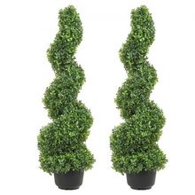 2 pcs. Artificial Boxwood Tower Topiary Spiral Artificial Plant 91cm high De...