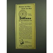 1942 Indiana Division of State Publicity Ad - The War
