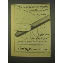 1954 Embassy Cigars Ad - Never Confuse Excellence