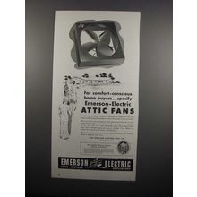 1954 Emerson-Electric Attic Fans Ad - Comfort-Conscious